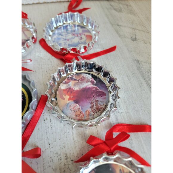 Trim a tree coke bottle caps coca cola Santa Claus ornament Xmas vintage set - Picture 4 of 9